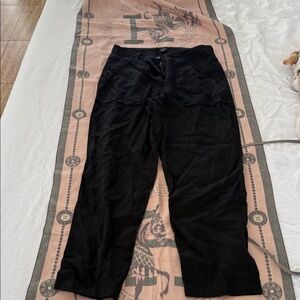 J. Crew Black Linen Blend Women's Pants - Relaxed Straight